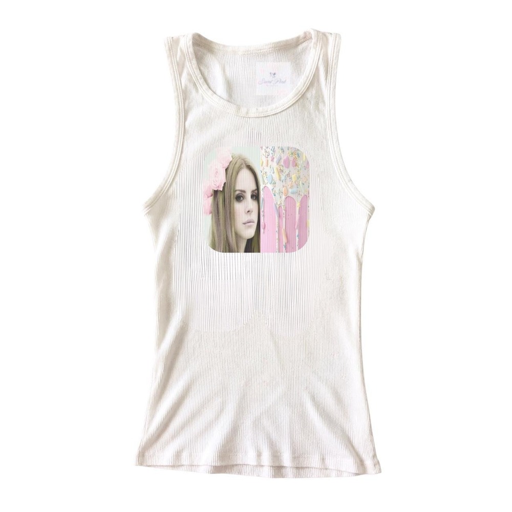 Y2K Lana del Rey Graphic White Baby Tank Top